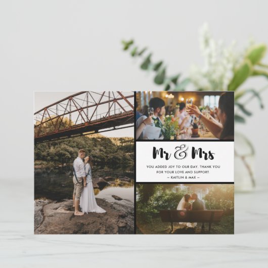 Mr en Mrs Wedding Dank u Foto Collage (Staand voorkant)