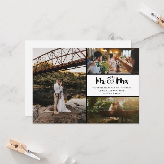 Mr en Mrs Wedding Dank u Foto Collage (Voorkant / Achterkant in situ)