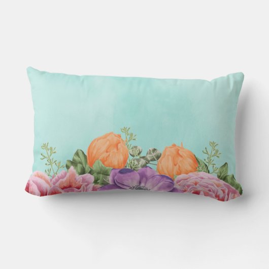 Mr en Mrs Wedding Date Waterverf Flowers Kussen (Achterkant)