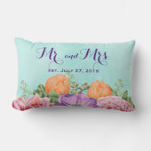 Mr en Mrs Wedding Date Waterverf Flowers Kussen (Voorkant)