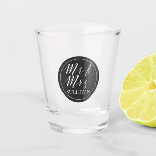 Mr en Mrs Wedding elegant monogrammed Shot Glas