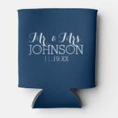 Mr en Mrs Wedding Favor Solid Navy Blue Blikjeskoeler (Voorkant)