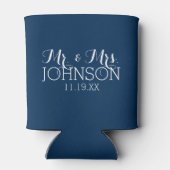 Mr en Mrs Wedding Favor Solid Navy Blue Blikjeskoeler (Achterkant)