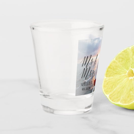 Mr en Mrs Wedding Foto gepersonaliseerd Shot Glas (Links)
