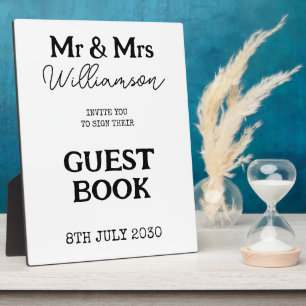 Mr. en Mrs. Wedding Gastenboek teken Fotoplaat