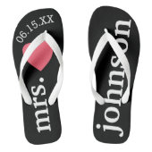 Mr en Mrs Wedding Honeymoon Heart Text Teenslippers (Voetbed)