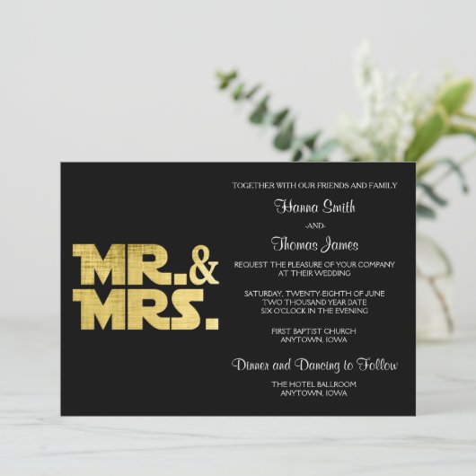 Mr en Mrs Wedding Kaart (Staand voorkant)