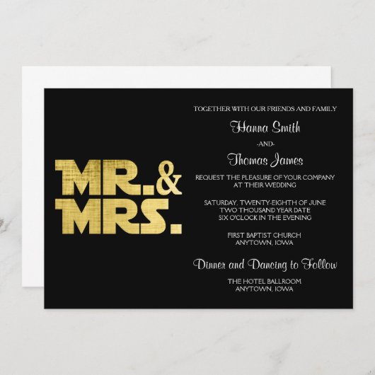 Mr en Mrs Wedding Kaart (Voorkant / Achterkant)