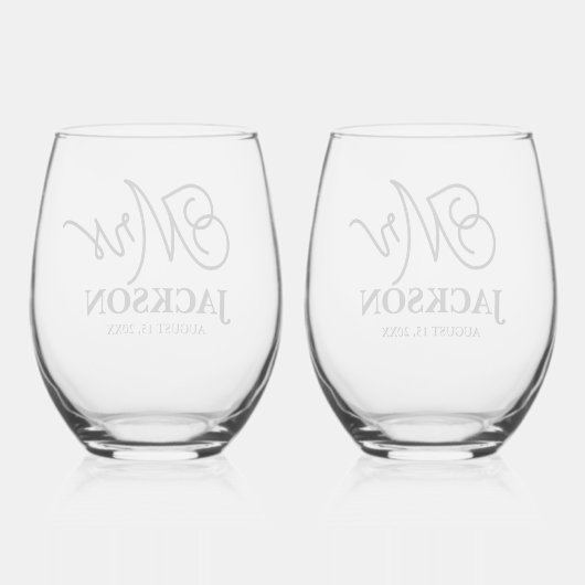 Mr en Mrs Wedding Keepomwille Wijnglas Zonder Voet (Achterkant)