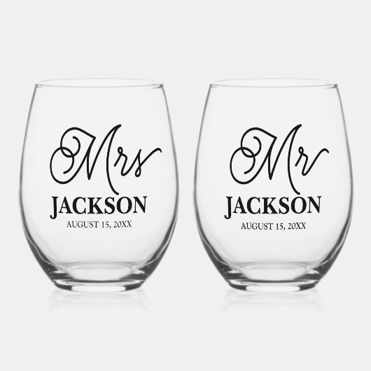 Mr en Mrs Wedding Keepomwille Wijnglas Zonder Voet (Voorkant)