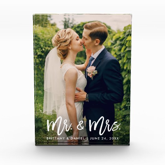 Mr en Mrs Wedding Modern Brush Script Fotoblokken (Voorkant)