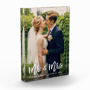Mr en Mrs Wedding Modern Brush Script Fotoblokken