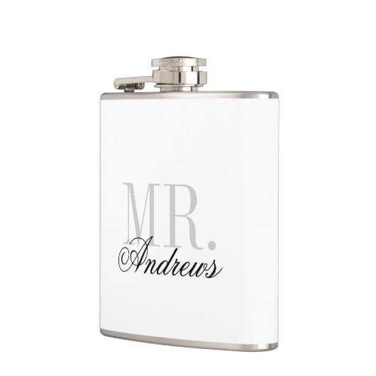 Mr en Mrs Wedding Monogram Heupfles (Links)