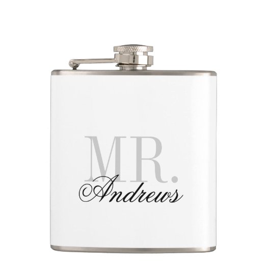 Mr en Mrs Wedding Monogram Heupfles (Voorkant)
