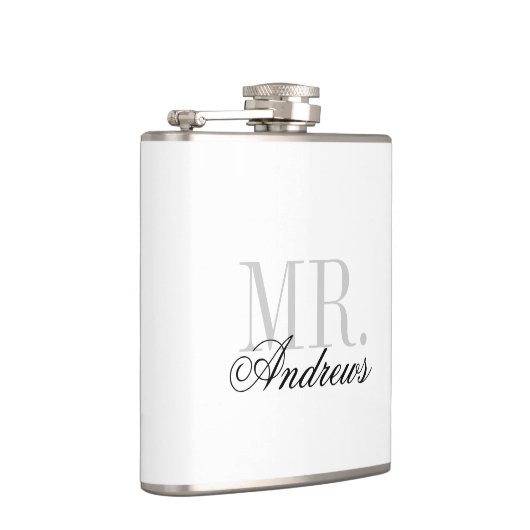 Mr en Mrs Wedding Monogram Heupfles (Rechts)