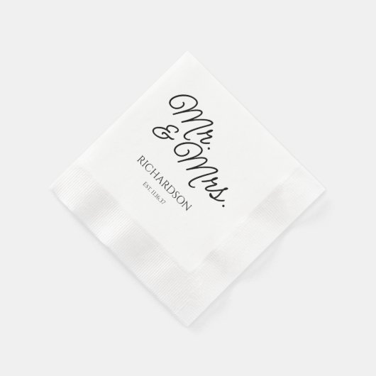 Mr en Mrs Wedding Napkins Custom Gedrukt Servet (Hoek)