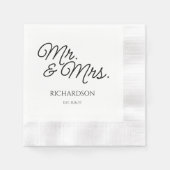 Mr en Mrs Wedding Napkins Custom Gedrukt Servet (Voorkant)