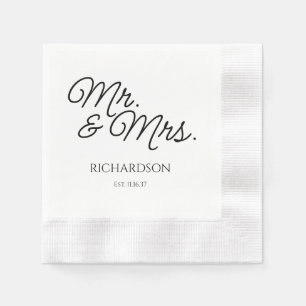 Mr en Mrs Wedding Napkins Custom Gedrukt Servet