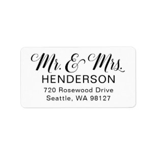 Mr en Mrs Wedding Pas getrouwd Return Address Labe Etiket