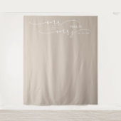 Mr en Mrs Wedding Photo Beige Banner Wandkleed (Voorkant)