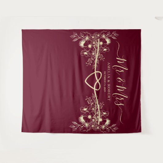 Mr en Mrs Wedding Photo Booth Achtergrond Wandkleed (Voorkant (horizontaal))