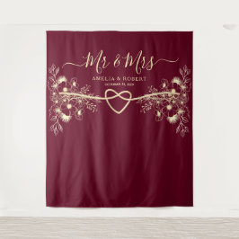 Mr en Mrs Wedding Photo Booth Achtergrond Wandkleed