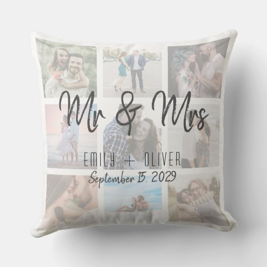 Mr en Mrs Wedding Photo Sierkussen (Achterkant)