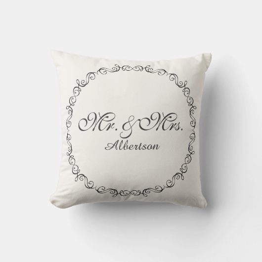 Mr en Mrs Wedding Pillow Kussen (Voorkant)