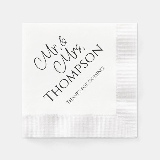 Mr. en Mrs Wedding Reception Cocktail Napkins Servet (Voorkant)