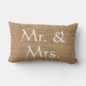 Mr en Mrs Wedding Rustic burlap Kussen (Achterkant)
