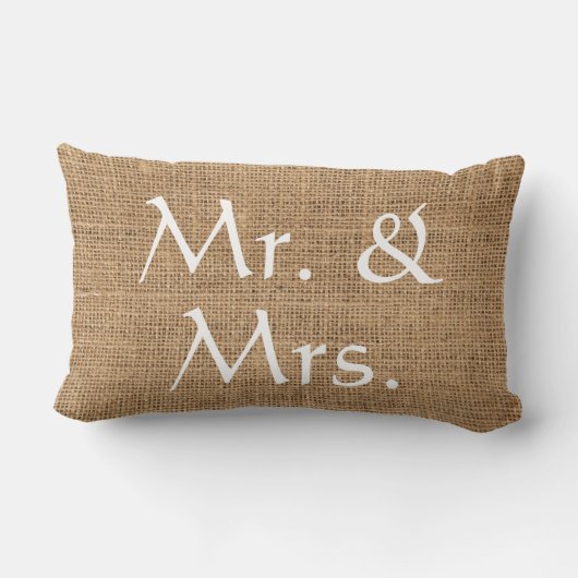 Mr en Mrs Wedding Rustic burlap Kussen (Achterkant)