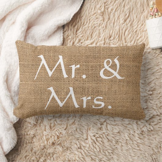 Mr en Mrs Wedding Rustic burlap Kussen (Deken)