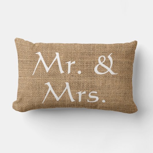 Mr en Mrs Wedding Rustic burlap Kussen (Voorkant)