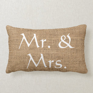 Mr en Mrs Wedding Rustic burlap Kussen