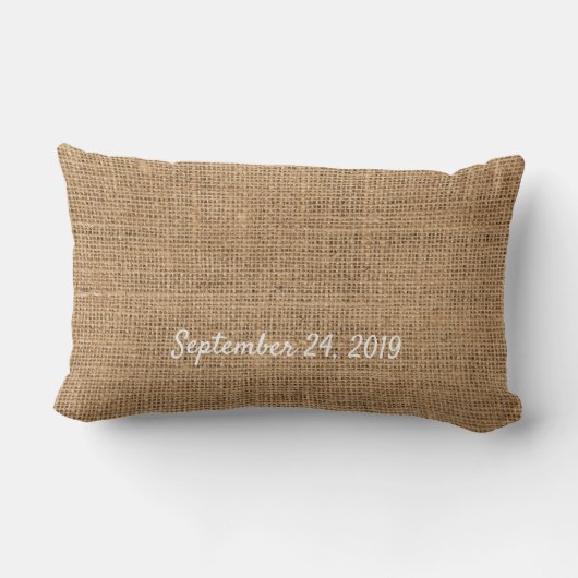 Mr. en Mrs Wedding Rustic burlap monogrammed Kussen (Achterkant)