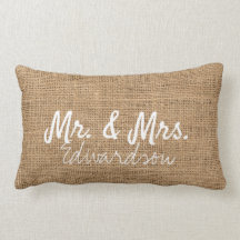 Mr. en Mrs Wedding Rustic burlap monogrammed