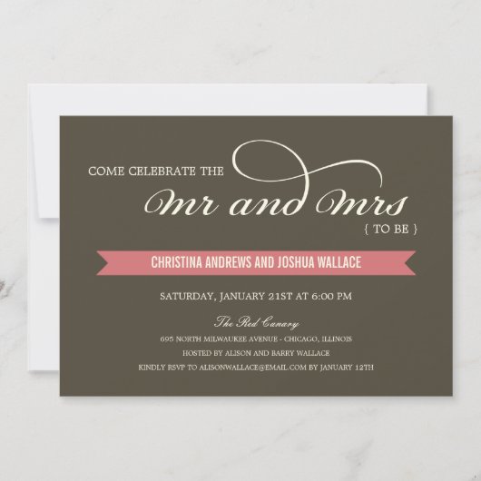 Mr. en Mrs Wedding Shower/Rehearsal Dinner Invite Kaart (Voorkant)