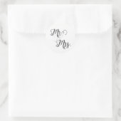 Mr en Mrs Wedding Stickers- Zwart en Wit Ronde Sticker (Tas)