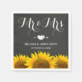 Mr. en Mrs Wedding Sunflower Chalkboard Elegant Servet