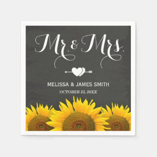 Mr. en Mrs Wedding Sunflower Chalkboard Elegant Servet