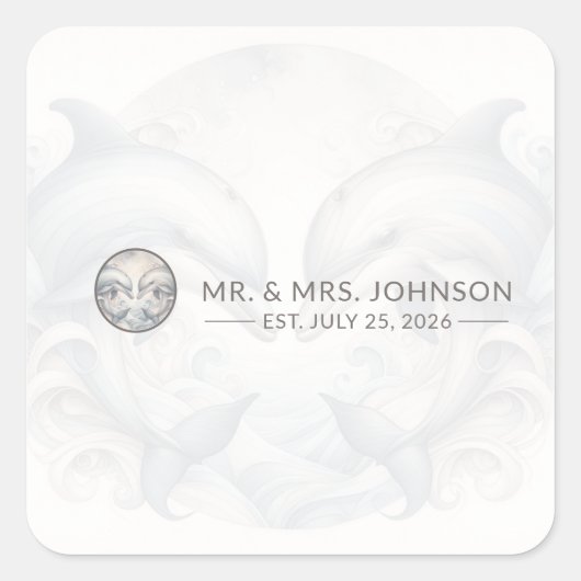 Mr en Mrs Wedding Vierkante Sticker (Voorkant)