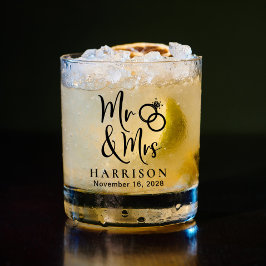 Mr en Mrs Wedding Whisky Glas