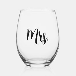 Mr en Mrs Wedding Wijnglas Zonder Voet