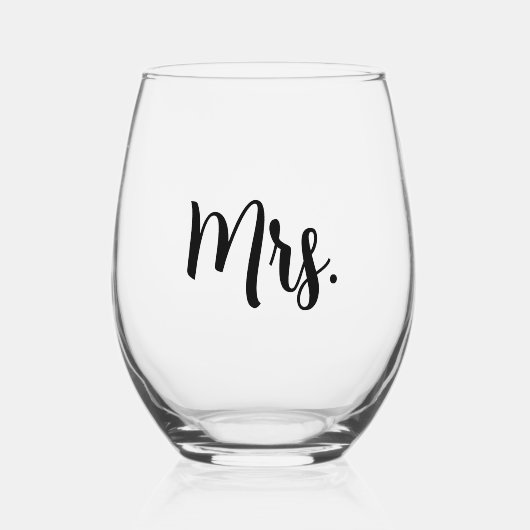Mr en Mrs Wedding Wijnglas Zonder Voet (Voorkant)
