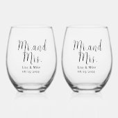 Mr en Mrs Wedding wijnglazen Wijnglas Zonder Voet (Voorkant)
