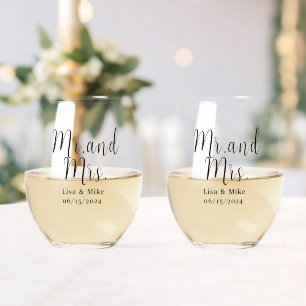 Mr en Mrs Wedding wijnglazen Wijnglas Zonder Voet