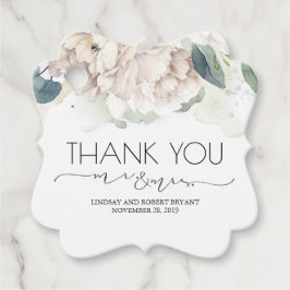 Mr en Mrs White Floral Dank u Bedankjes Labels