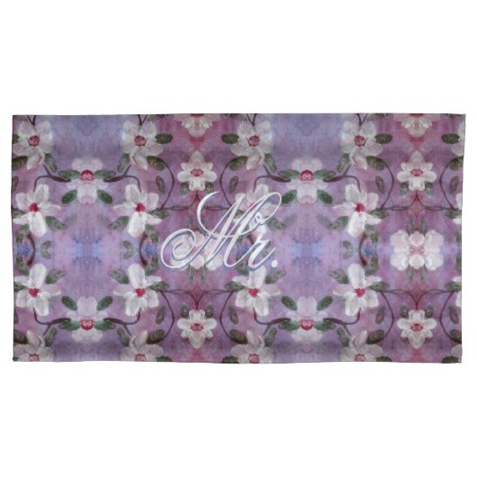 Mr. en Mrs White Paars en Blue Kussensloop (Voorkant-Links)