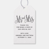 Mr en Mrs Zwart-wit bruiloft dank u Cadeaulabel (Voorkant)