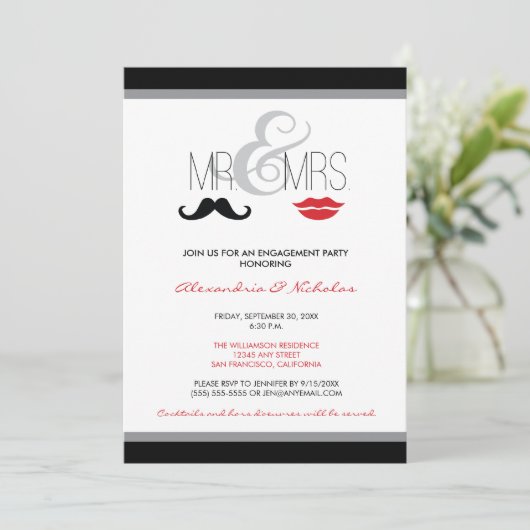 Mr. en uitnodiging van mevrouw Engagement Party (z (Staand voorkant)